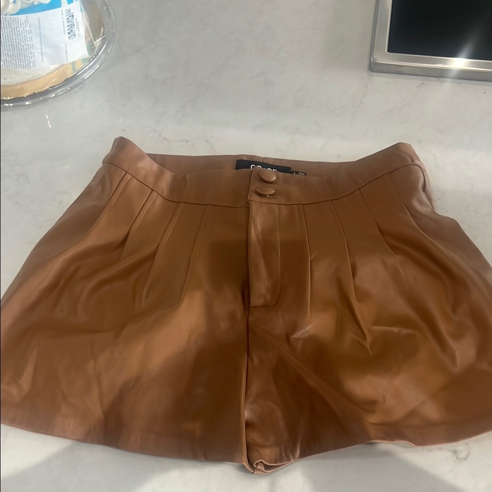 Brown Leather Women's Shorts